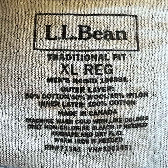 L.L. Bean River Drivers Henley Shirt Wool Blend Gray XL Reg Traditional Fit - Picture 4 of 8